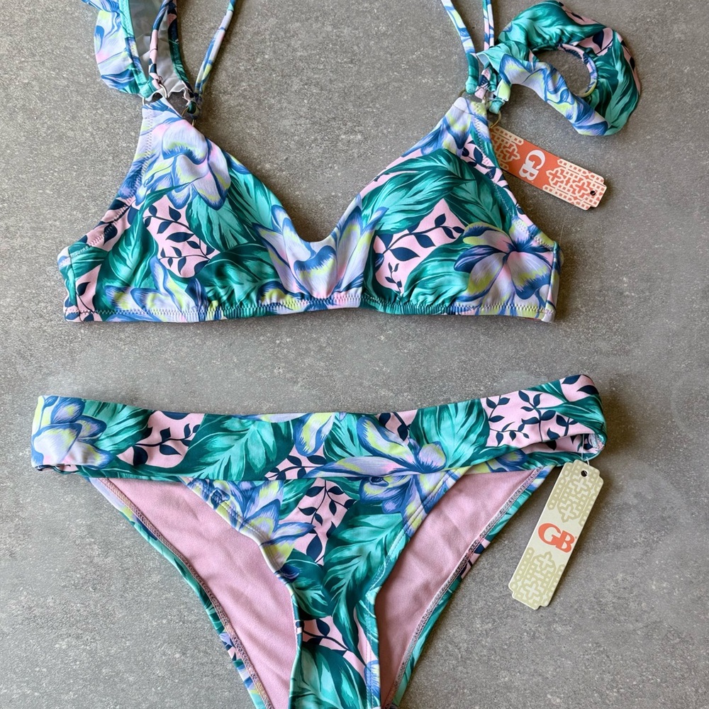 GB Floral Bikini Set with Tropical Print Teen Junior